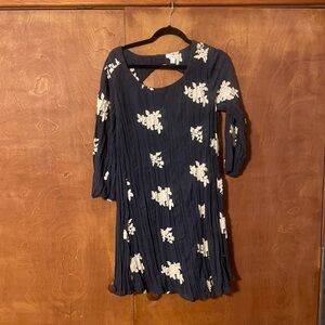 Westport Navy Dress with Cream Floral Design